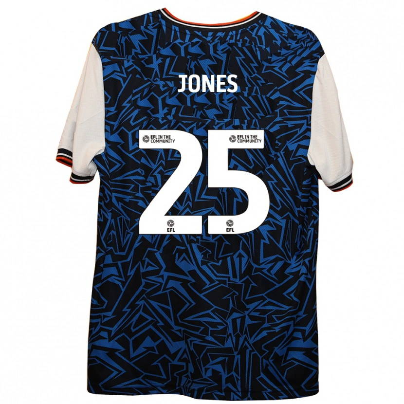 Danxen Kvinder Isaiah Jones #25 Blå Sort Hvid Udebane Spillertrøjer 2025/26 Trøje T-Shirt