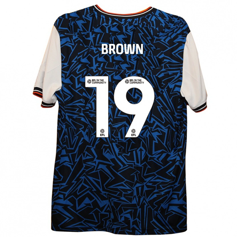 Danxen Kvinder Jacob Brown #19 Blå Sort Hvid Udebane Spillertrøjer 2025/26 Trøje T-Shirt