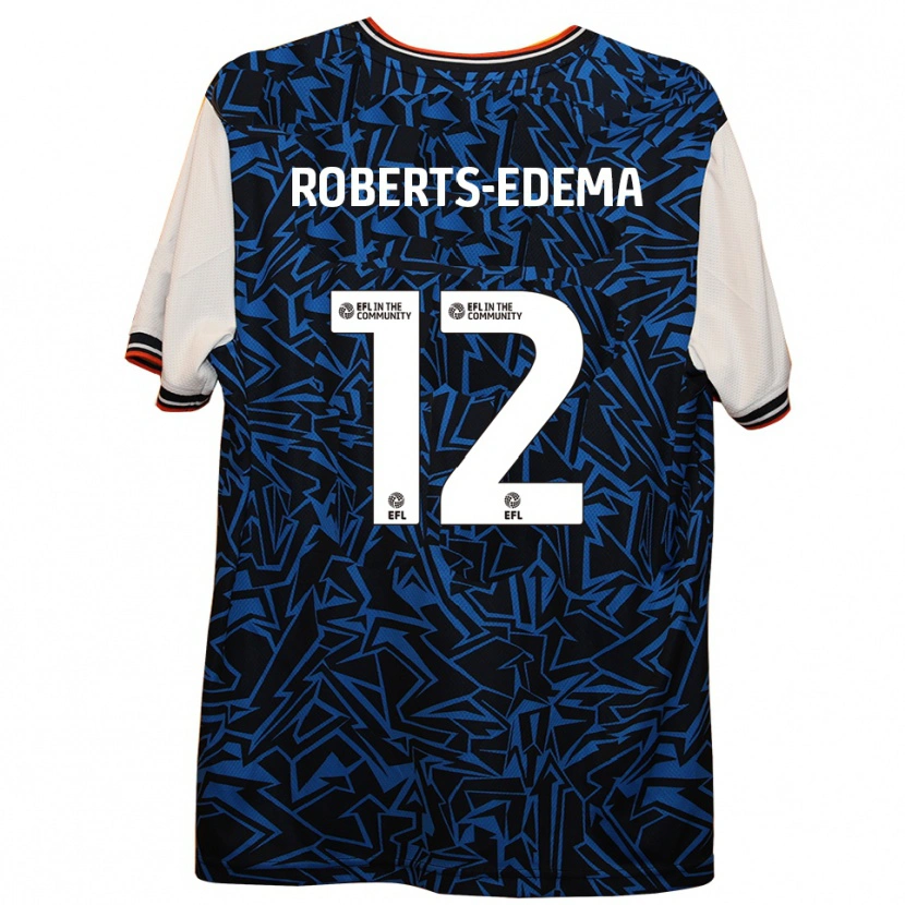 Danxen Kvinder Kyron Roberts-Edema #12 Blå Sort Hvid Udebane Spillertrøjer 2025/26 Trøje T-Shirt