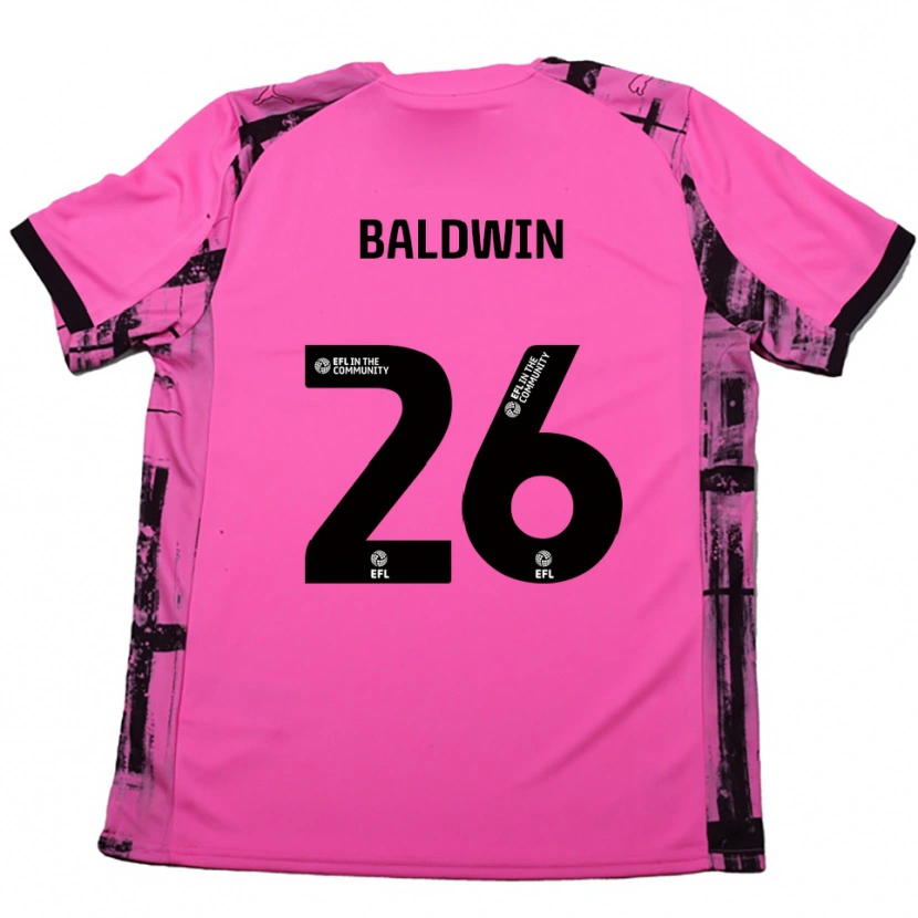 Danxen Kvinder Jack Baldwin #26 Rose Rød Sort Udebane Spillertrøjer 2025/26 Trøje T-Shirt