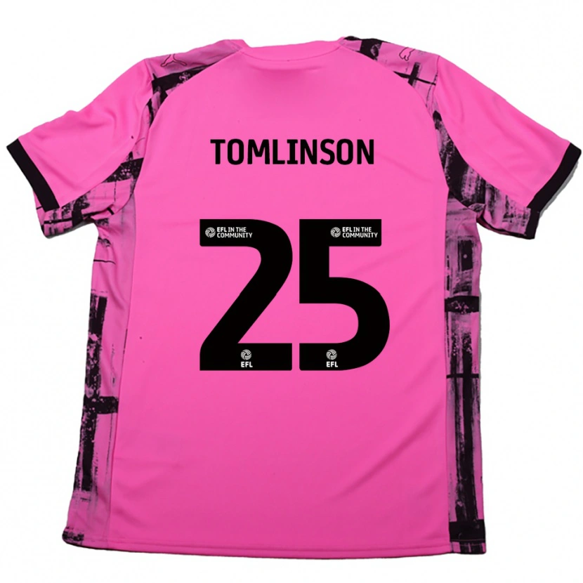 Danxen Kvinder Josh Tomlinson #25 Rose Rød Sort Udebane Spillertrøjer 2025/26 Trøje T-Shirt