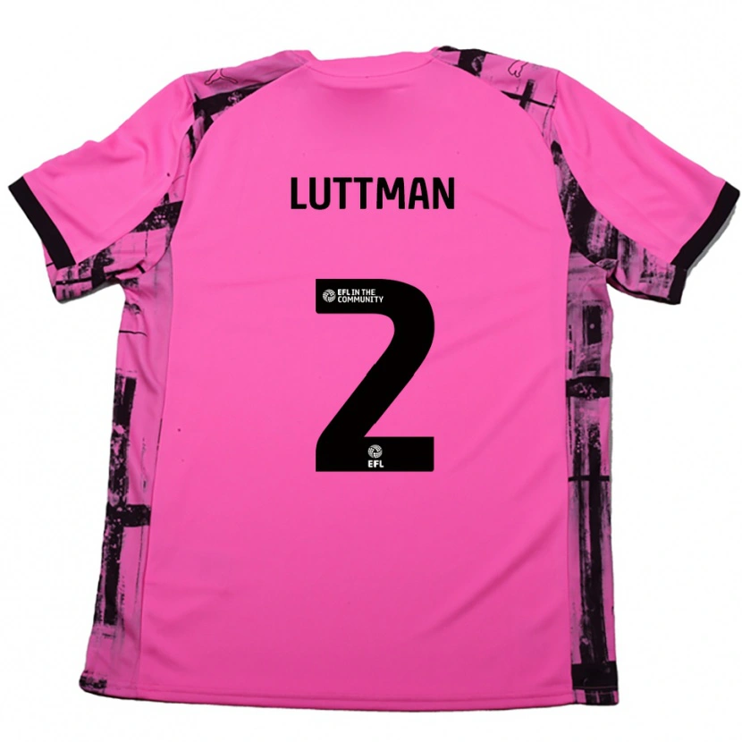 Danxen Kvinder Bianca Luttman #2 Rose Rød Sort Udebane Spillertrøjer 2025/26 Trøje T-Shirt