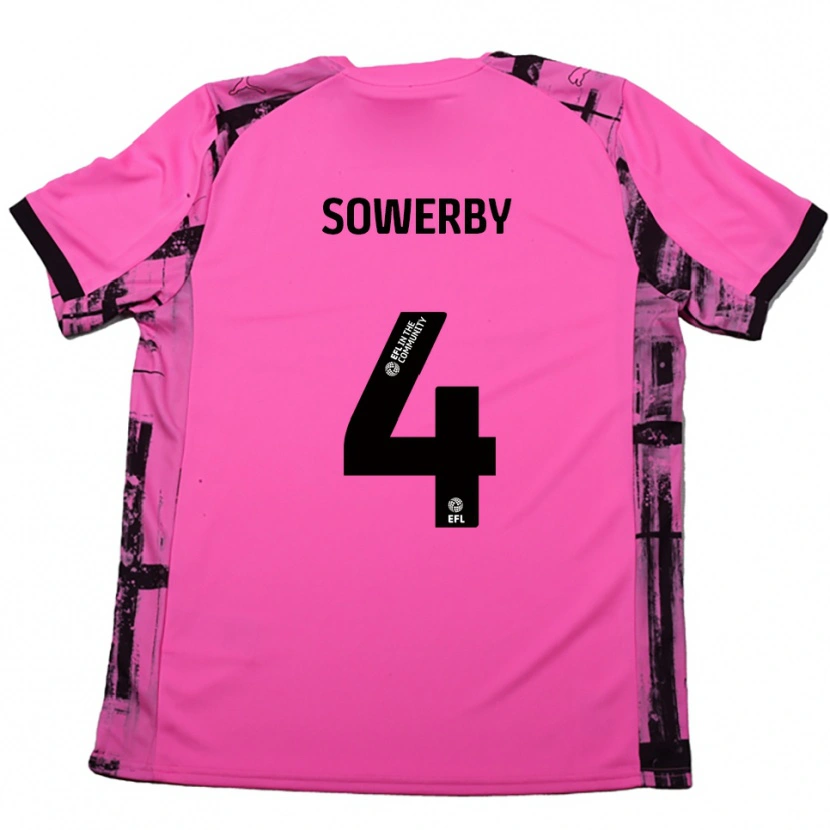 Danxen Kvinder Jack Sowerby #4 Rose Rød Sort Udebane Spillertrøjer 2025/26 Trøje T-Shirt