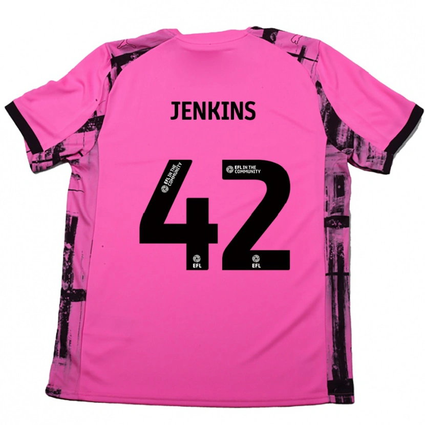 Danxen Kvinder Leo Jenkins #42 Rose Rød Sort Udebane Spillertrøjer 2025/26 Trøje T-Shirt