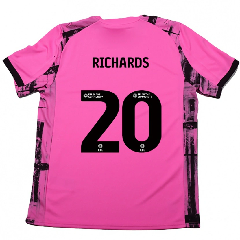 Danxen Kvinder Mia Richards #20 Rose Rød Sort Udebane Spillertrøjer 2025/26 Trøje T-Shirt