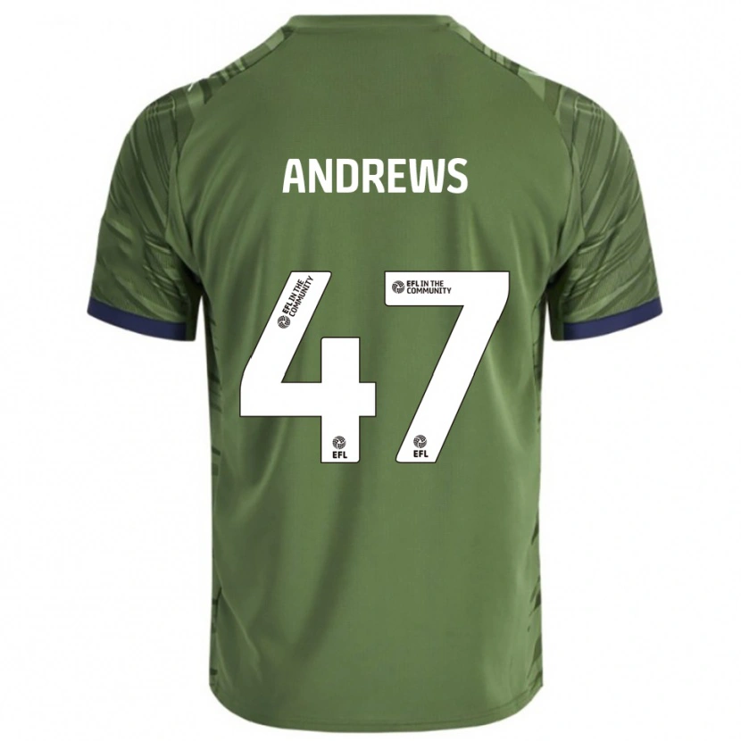 Danxen Kvinder Joe Andrews #47 Grøn Hvid Udebane Spillertrøjer 2025/26 Trøje T-Shirt