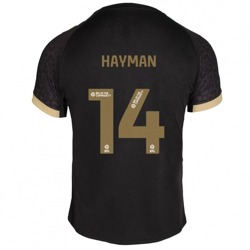 Danxen Kvinder Sam Hayman #14 Sort Guld Udebane Spillertrøjer 2025/26 Trøje T-Shirt