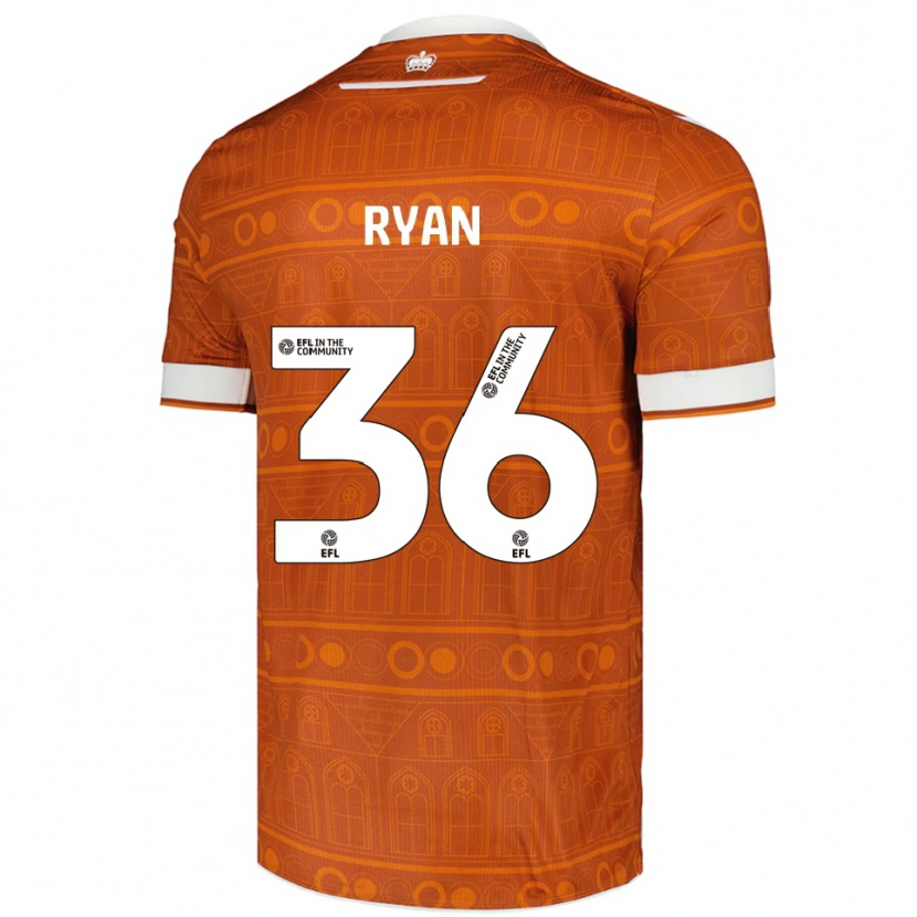 Danxen Kvinder John Ryan #36 Orange Hvid Udebane Spillertrøjer 2025/26 Trøje T-Shirt