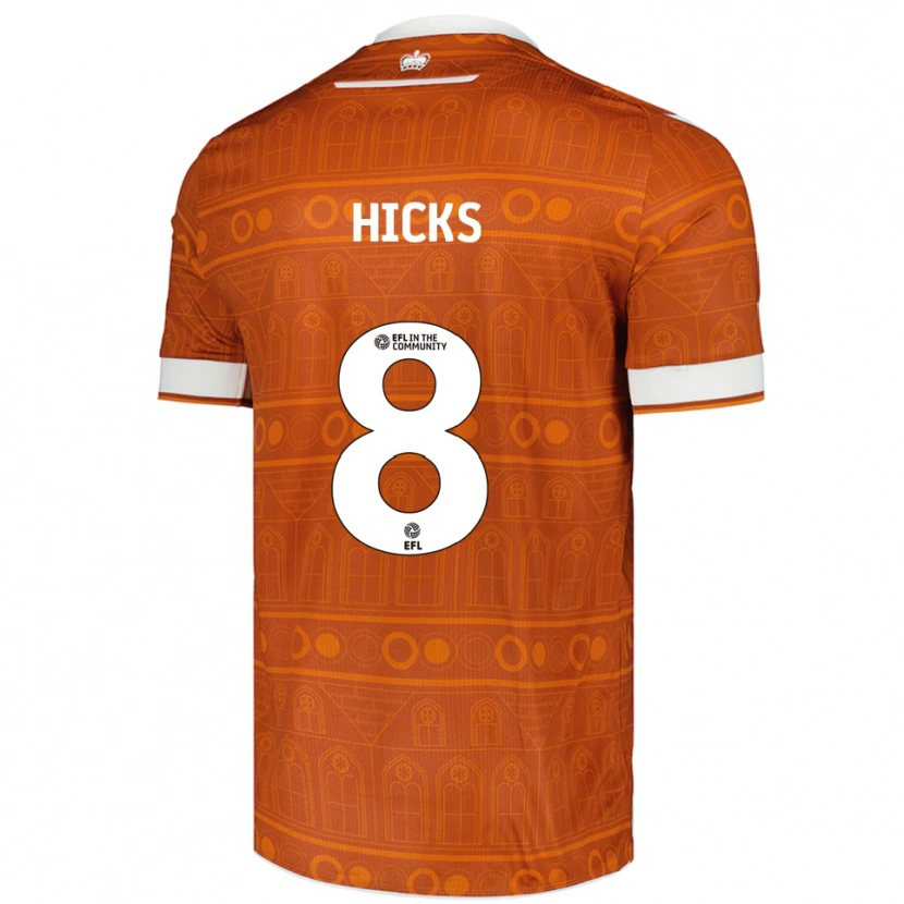 Danxen Kvinder David Hicks #8 Orange Hvid Udebane Spillertrøjer 2025/26 Trøje T-Shirt