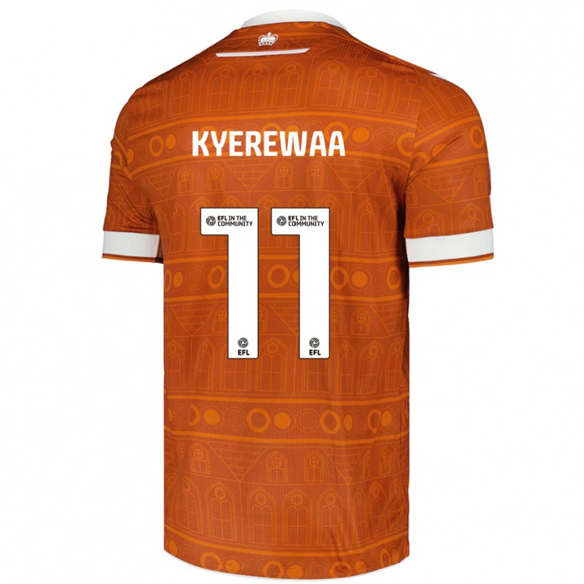Danxen Kvinder Daniel Kyerewaa #11 Orange Hvid Udebane Spillertrøjer 2025/26 Trøje T-Shirt