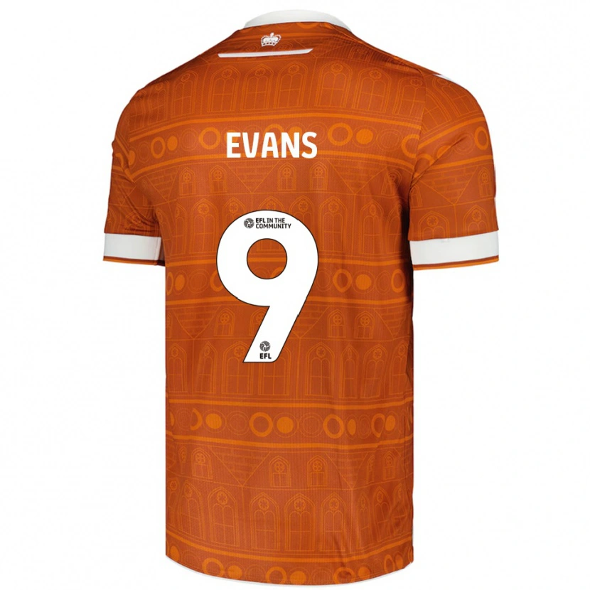 Danxen Kvinder Reece Evans #9 Orange Hvid Udebane Spillertrøjer 2025/26 Trøje T-Shirt