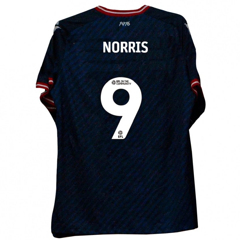 Danxen Kvinder Frank Norris #9 Marineblå Rød Udebane Spillertrøjer 2025/26 Trøje T-Shirt