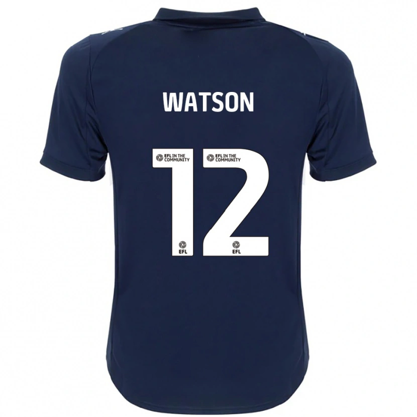 Danxen Kvinder Tom Watson #12 Marineblå Hvid Udebane Spillertrøjer 2025/26 Trøje T-Shirt