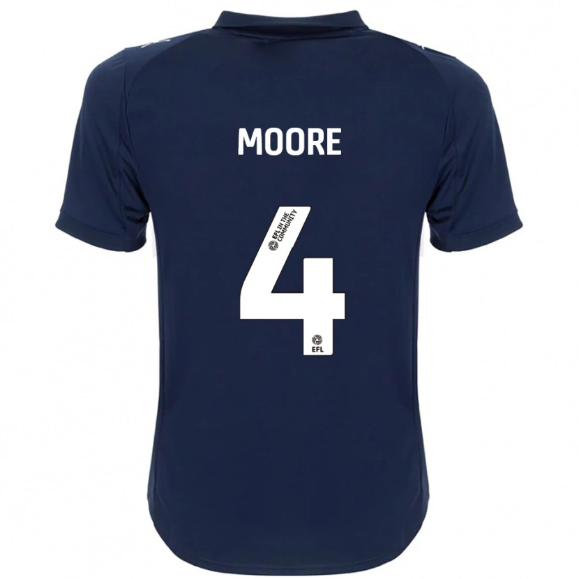 Danxen Kvinder Abbie Moore #4 Marineblå Hvid Udebane Spillertrøjer 2025/26 Trøje T-Shirt