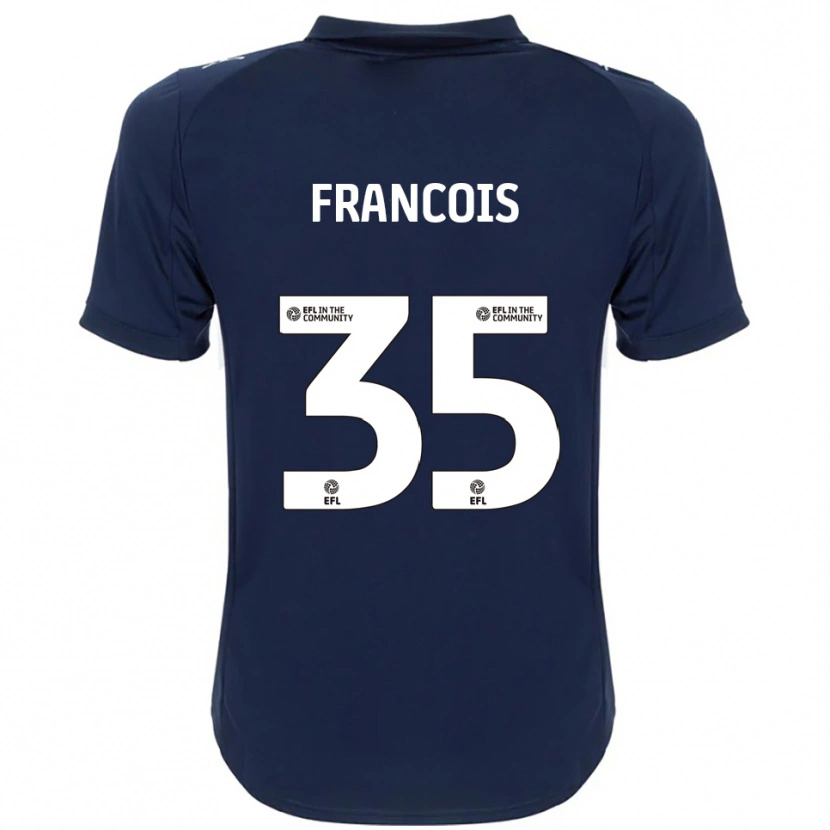 Danxen Kvinder Tyrese Francois #35 Marineblå Hvid Udebane Spillertrøjer 2025/26 Trøje T-Shirt