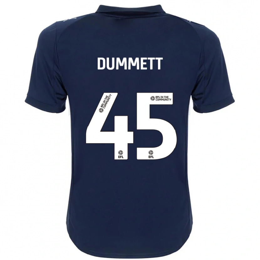 Danxen Kvinder Paul Dummett #45 Marineblå Hvid Udebane Spillertrøjer 2025/26 Trøje T-Shirt