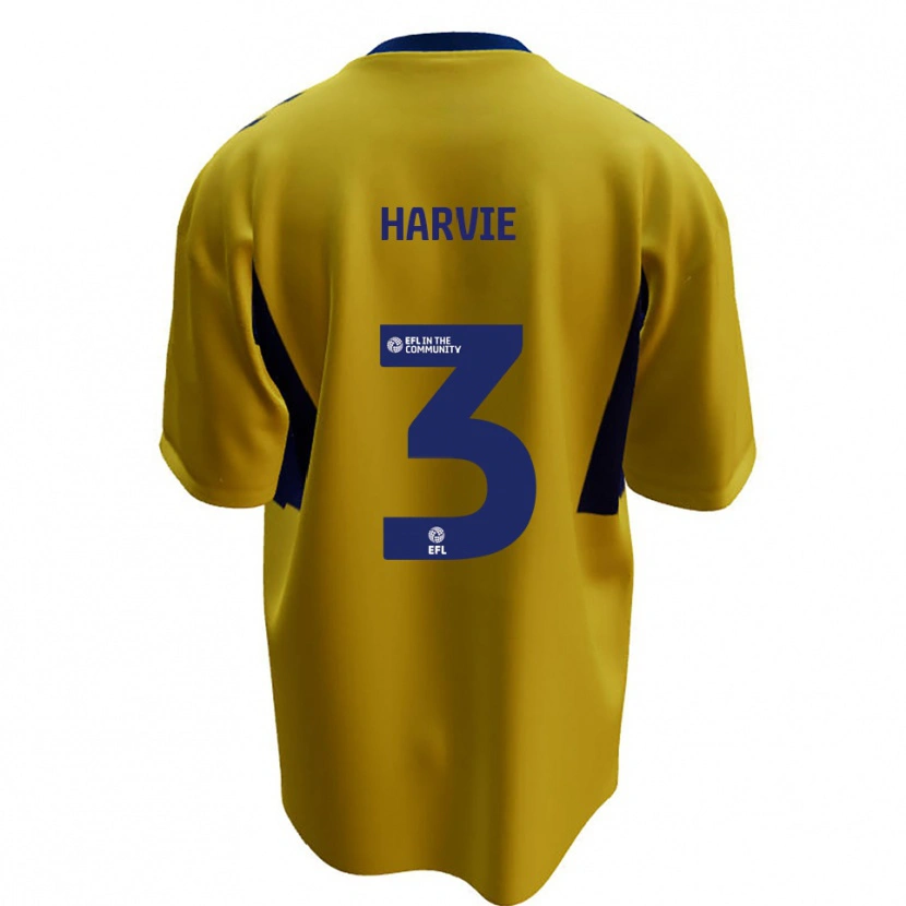 Danxen Kvinder Daniel Harvie #3 Gul Blå Udebane Spillertrøjer 2025/26 Trøje T-Shirt