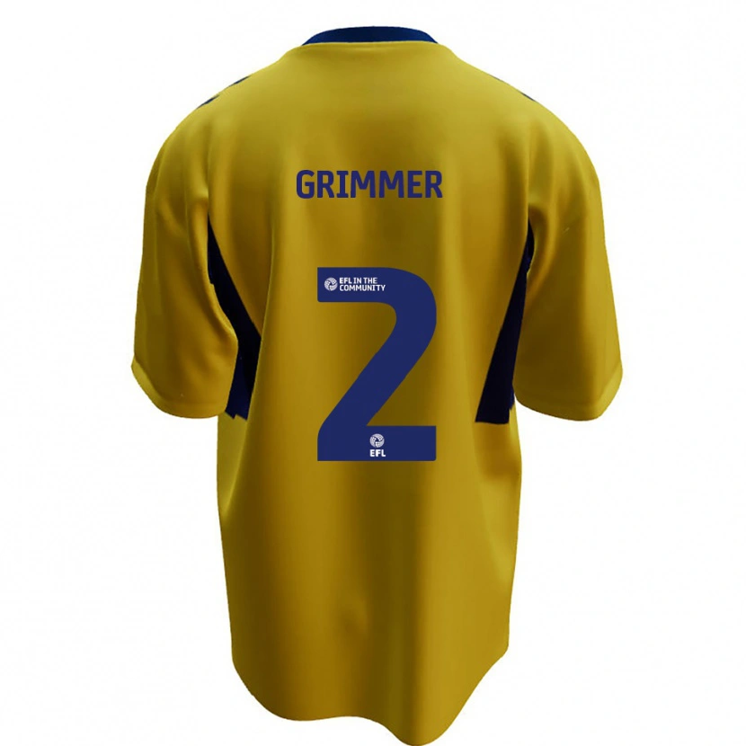 Danxen Kvinder Jack Grimmer #2 Gul Blå Udebane Spillertrøjer 2025/26 Trøje T-Shirt
