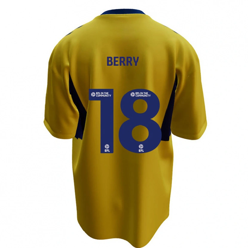 Danxen Kvinder James Berry #18 Gul Blå Udebane Spillertrøjer 2025/26 Trøje T-Shirt
