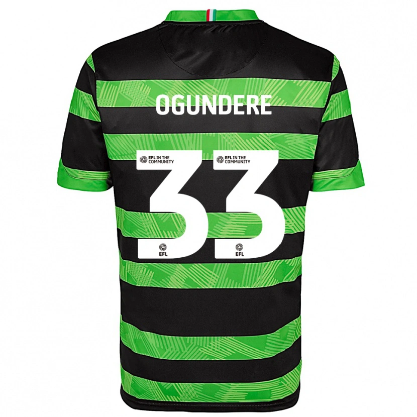 Danxen Kvinder Isaac Ogundere #33 Sort Grøn Udebane Spillertrøjer 2025/26 Trøje T-Shirt