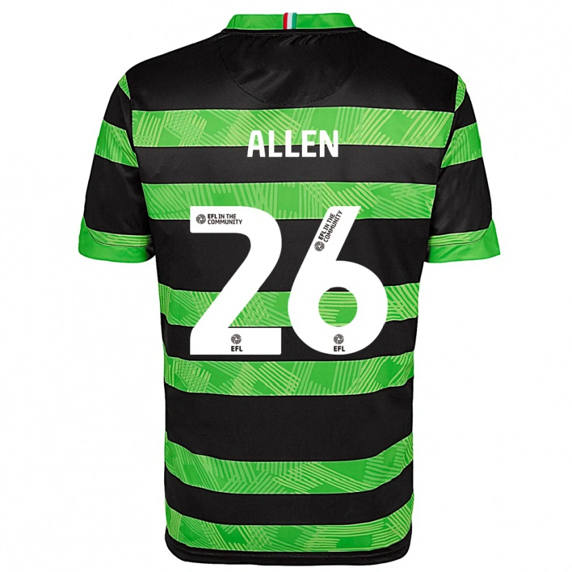 Danxen Kvinder Lauren Allen #26 Sort Grøn Udebane Spillertrøjer 2025/26 Trøje T-Shirt