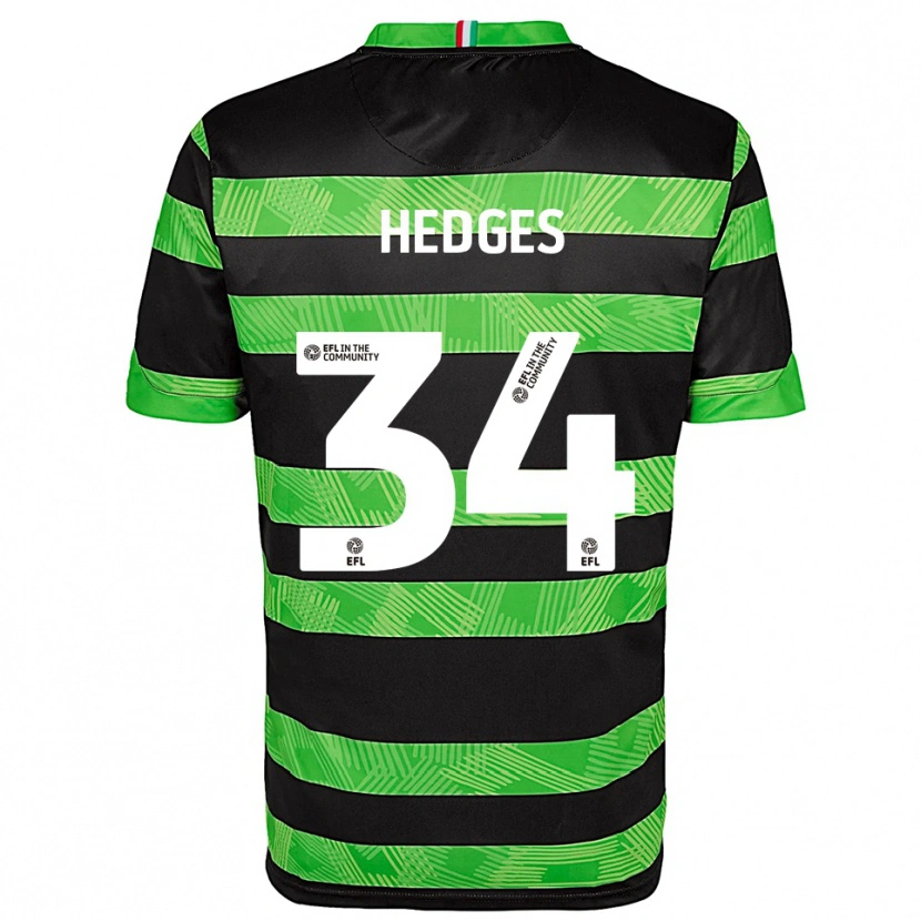 Danxen Kvinder Harry Hedges #34 Sort Grøn Udebane Spillertrøjer 2025/26 Trøje T-Shirt