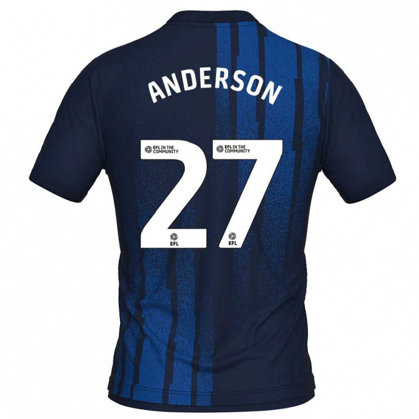Danxen Kvinder Taylor Anderson #27 Marineblå Hvid Udebane Spillertrøjer 2025/26 Trøje T-Shirt