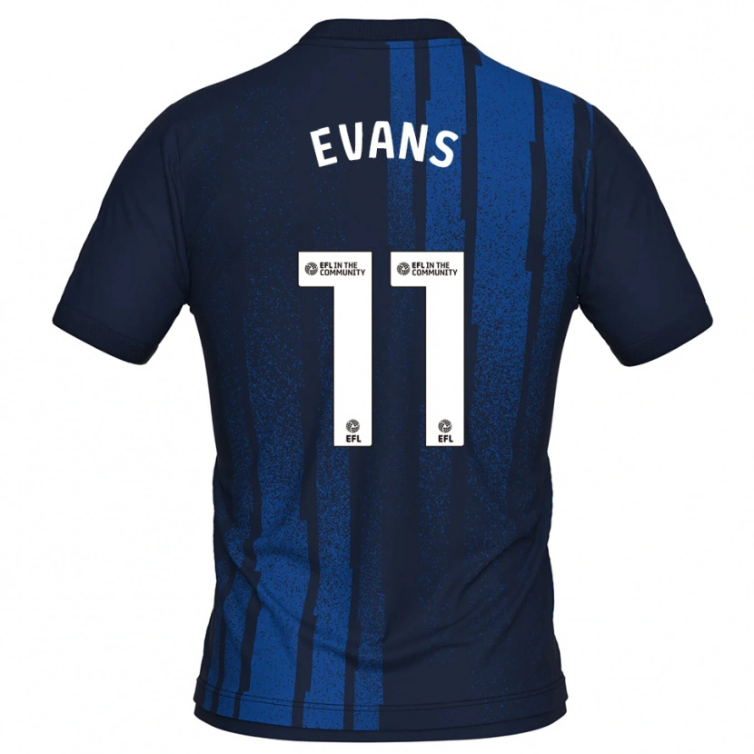 Danxen Kvinder Will Evans #11 Marineblå Hvid Udebane Spillertrøjer 2025/26 Trøje T-Shirt