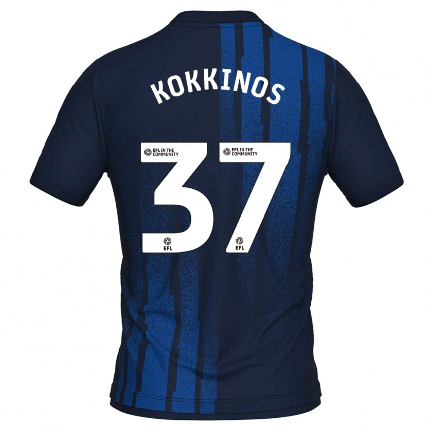 Danxen Kvinder Ronnie Kokkinos #37 Marineblå Hvid Udebane Spillertrøjer 2025/26 Trøje T-Shirt