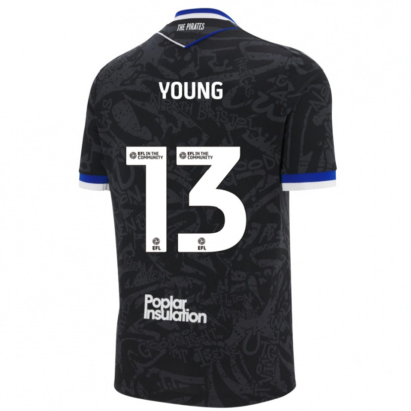 Danxen Kvinder Brad Young #13 Sort Hvid Udebane Spillertrøjer 2025/26 Trøje T-Shirt
