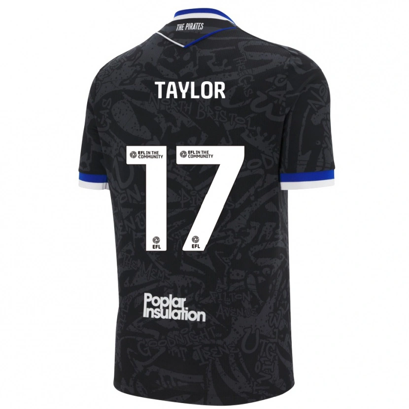 Danxen Kvinder Connor Taylor #17 Sort Hvid Udebane Spillertrøjer 2025/26 Trøje T-Shirt