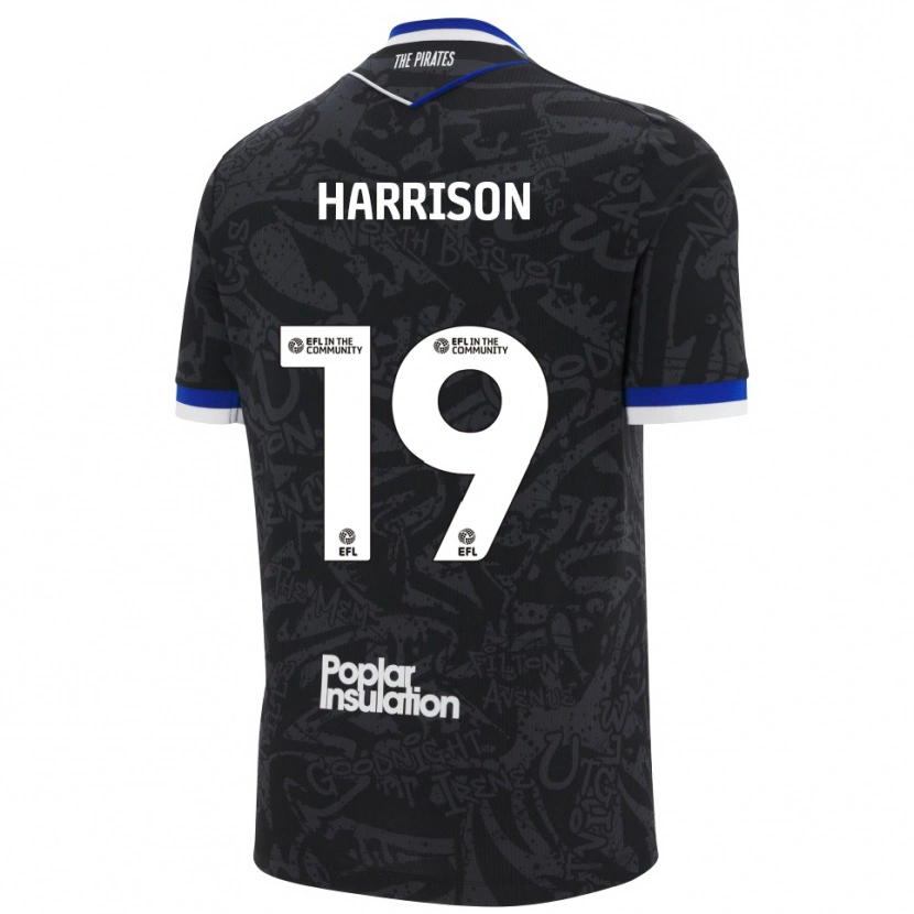 Danxen Kvinder Ellis Harrison #19 Sort Hvid Udebane Spillertrøjer 2025/26 Trøje T-Shirt