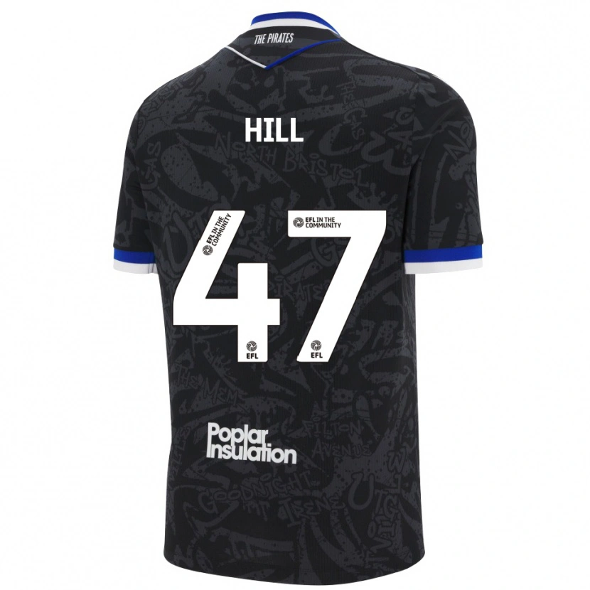 Danxen Kvinder Kian Hill #47 Sort Hvid Udebane Spillertrøjer 2025/26 Trøje T-Shirt