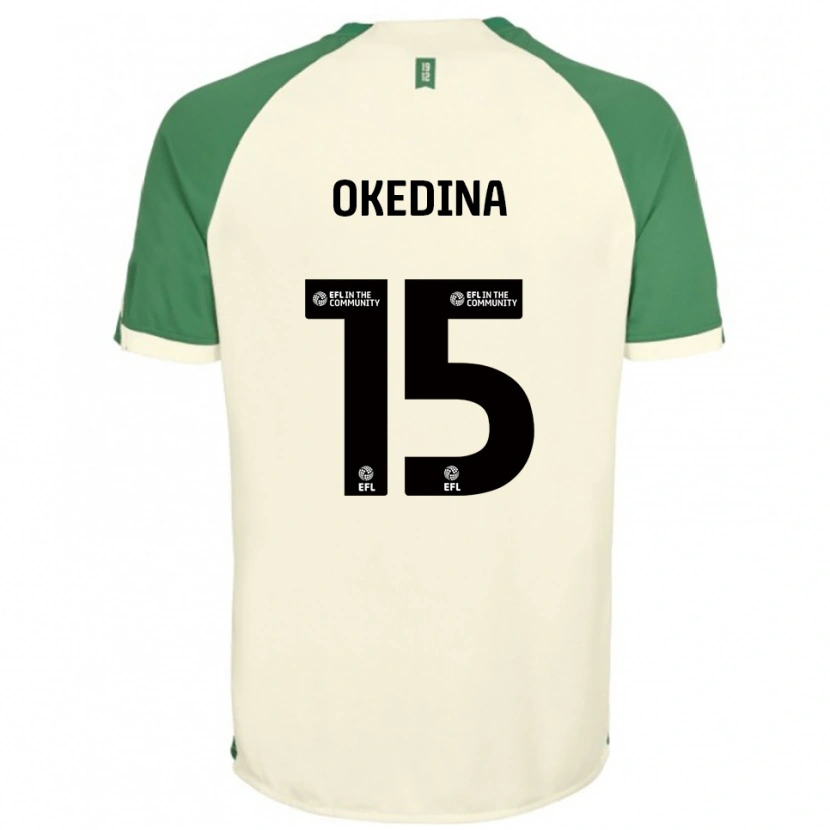 Danxen Kvinder Jubril Okedina #15 Off-White Grøn Udebane Spillertrøjer 2025/26 Trøje T-Shirt