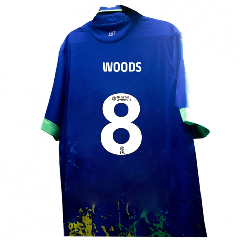 Danxen Kvinder Ben Woods #8 Blå Gul Udebane Spillertrøjer 2025/26 Trøje T-Shirt