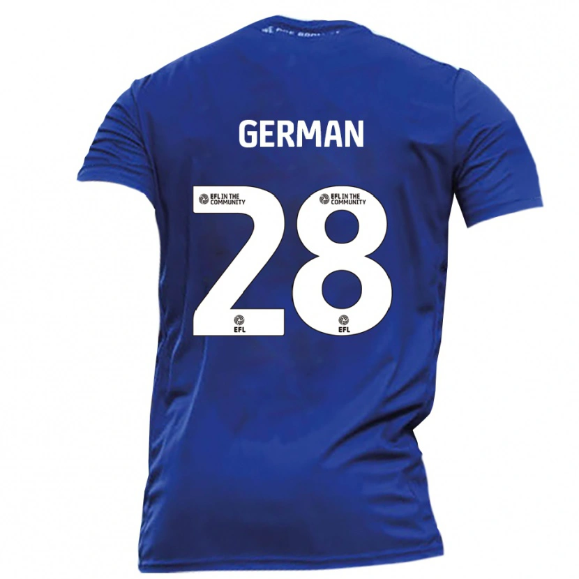 Danxen Kvinder Sam German #28 Blå Hvid Udebane Spillertrøjer 2025/26 Trøje T-Shirt