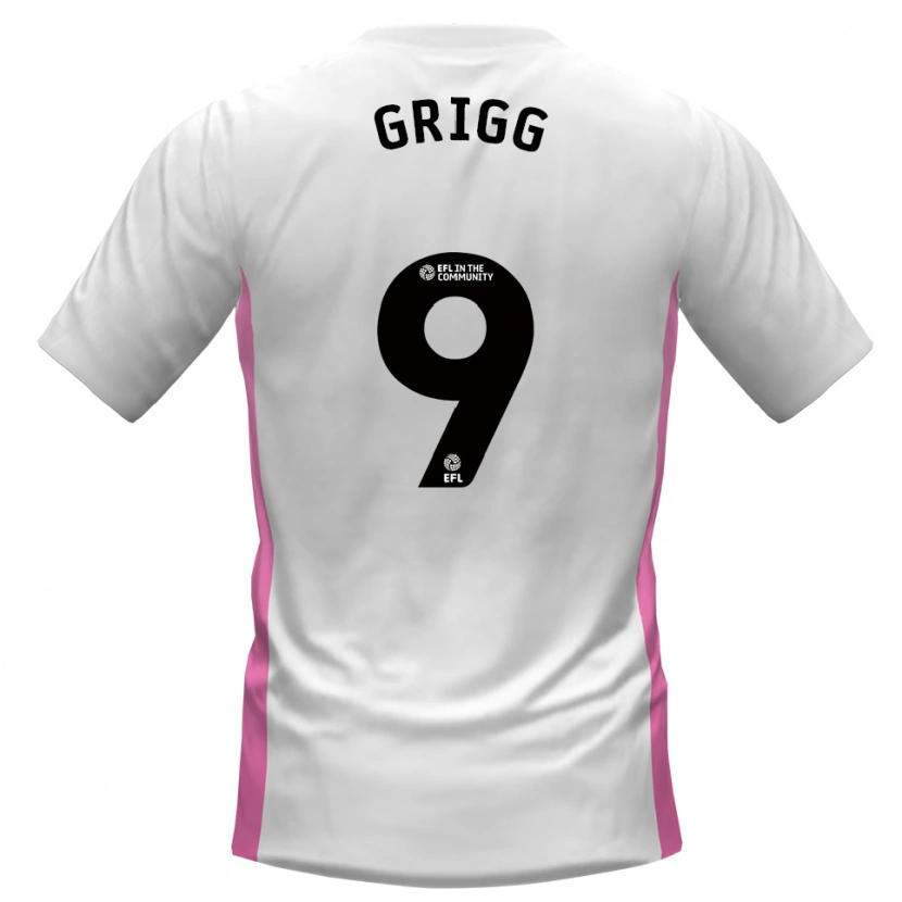 Danxen Kvinder Will Grigg #9 Hvid Rød Udebane Spillertrøjer 2025/26 Trøje T-Shirt