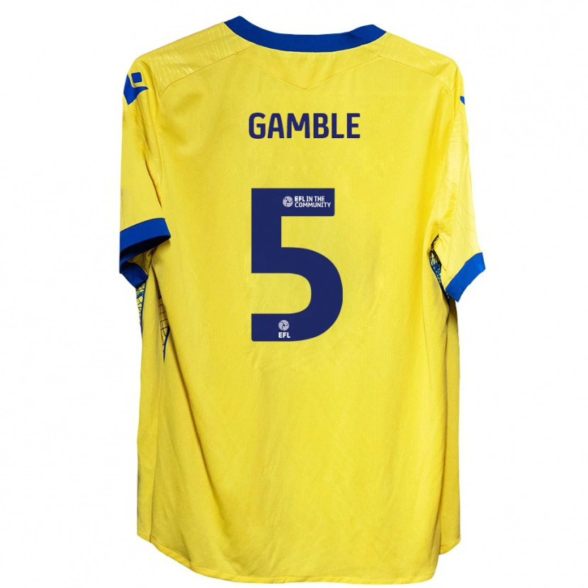 Danxen Kvinder Niamh Gamble #5 Gul Blå Udebane Spillertrøjer 2025/26 Trøje T-Shirt