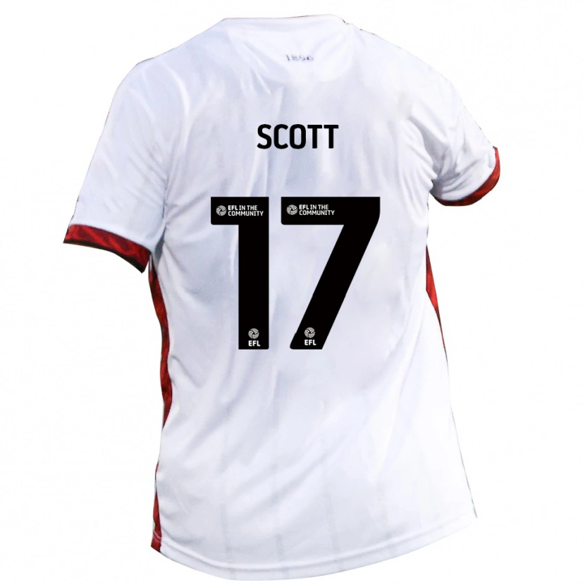 Danxen Kvinder Kyle Scott #17 Hvid Rød Sort Udebane Spillertrøjer 2025/26 Trøje T-Shirt