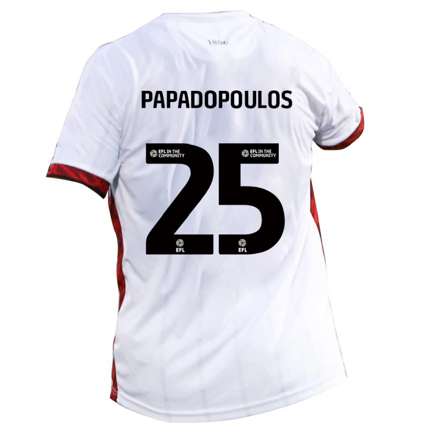 Danxen Kvinder Antony Papadopoulos #25 Hvid Rød Sort Udebane Spillertrøjer 2025/26 Trøje T-Shirt