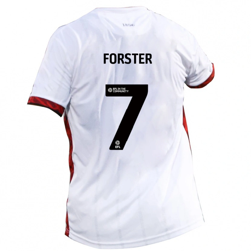 Danxen Kvinder Harry Forster #7 Hvid Rød Sort Udebane Spillertrøjer 2025/26 Trøje T-Shirt