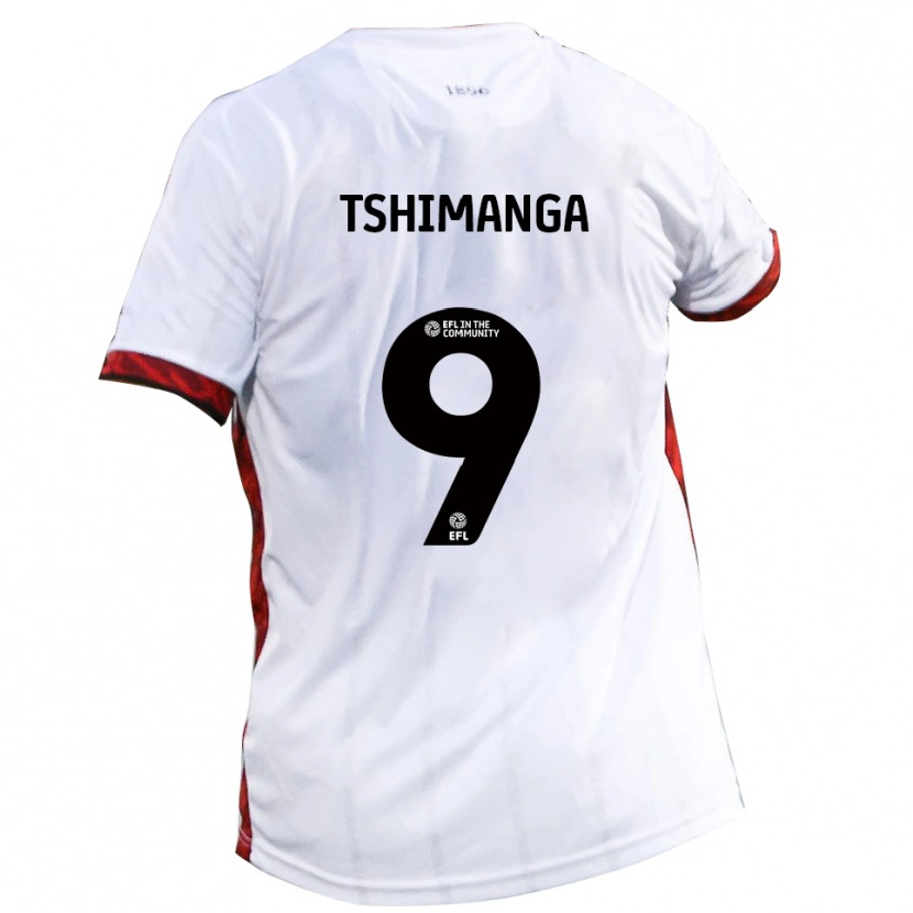 Danxen Kvinder Kabongo Tshimanga #9 Hvid Rød Sort Udebane Spillertrøjer 2025/26 Trøje T-Shirt