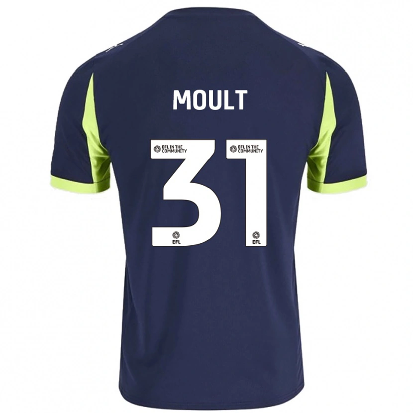 Danxen Kvinder Louis Moult #31 Marineblå Fluorescerende Grøn Udebane Spillertrøjer 2025/26 Trøje T-Shirt