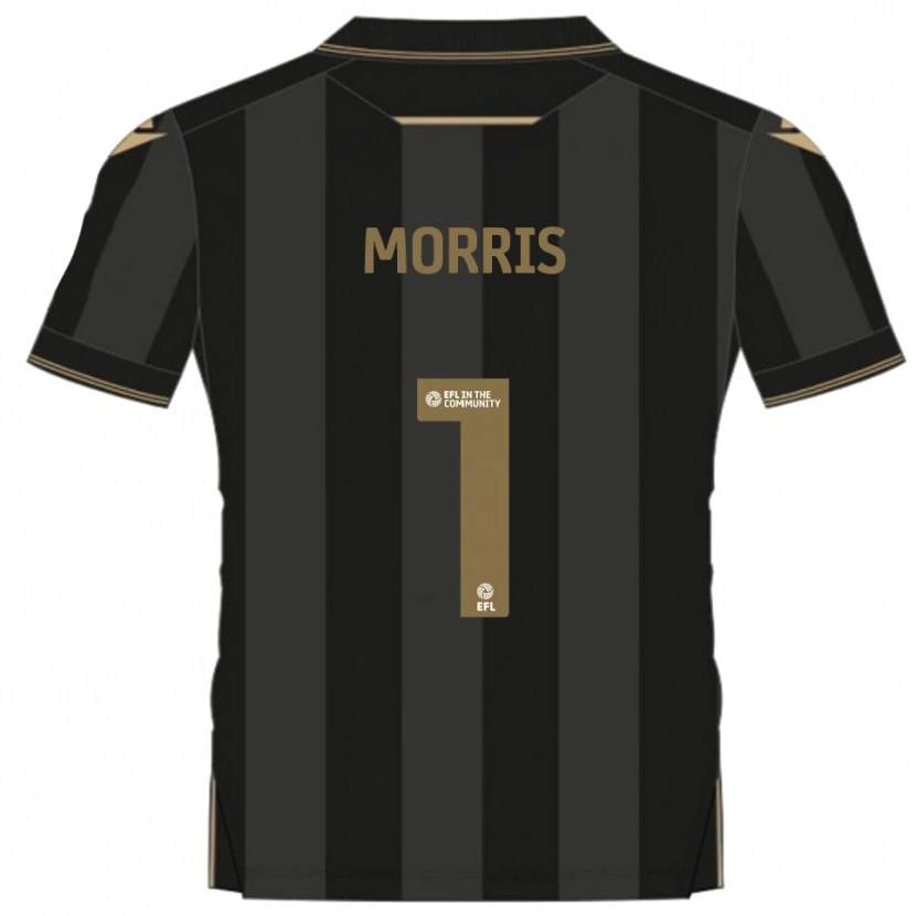 Danxen Kvinder Glenn Morris #1 Sort Guld Udebane Spillertrøjer 2025/26 Trøje T-Shirt