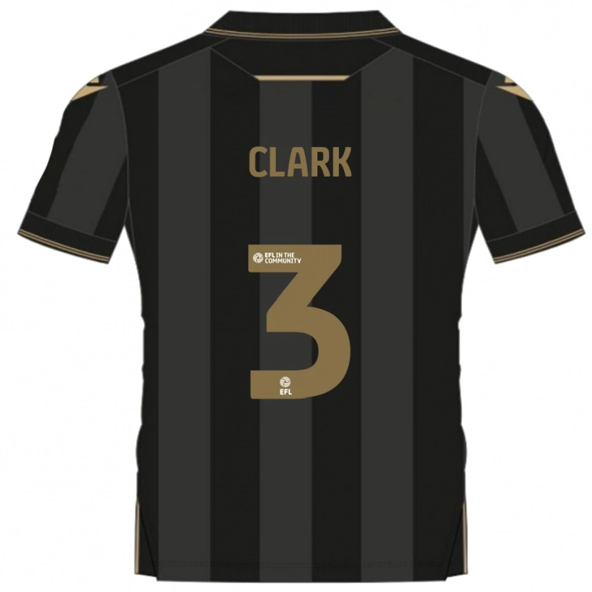 Danxen Kvinder Max Clark #3 Sort Guld Udebane Spillertrøjer 2025/26 Trøje T-Shirt