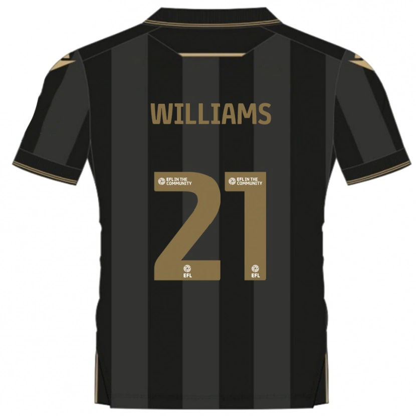 Danxen Kvinder Euan Williams #21 Sort Guld Udebane Spillertrøjer 2025/26 Trøje T-Shirt