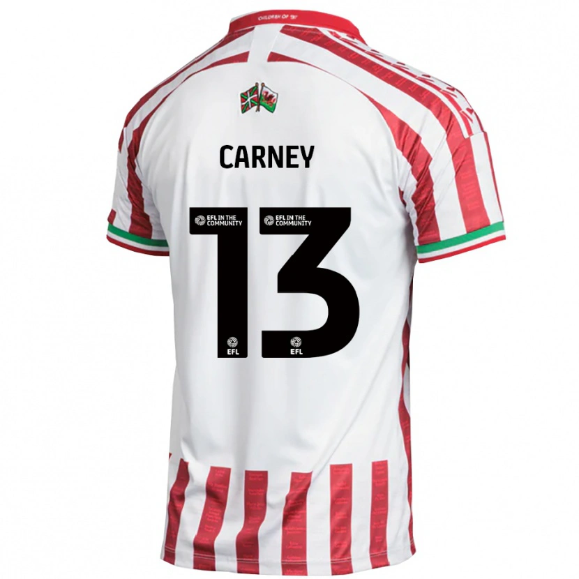 Danxen Kvinder Jacob Carney #13 Rød Hvid Udebane Spillertrøjer 2025/26 Trøje T-Shirt