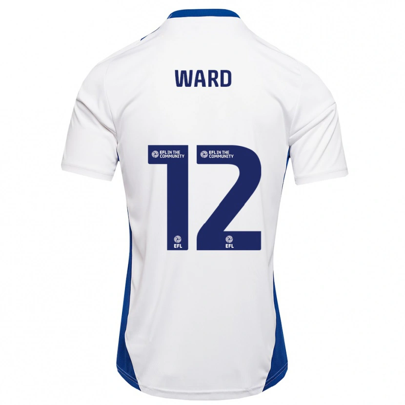 Danxen Kvinder Lewis Ward #12 Hvid Blå Udebane Spillertrøjer 2025/26 Trøje T-Shirt