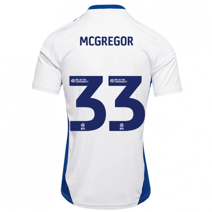 Danxen Kvinder Joel Mcgregor #33 Hvid Blå Udebane Spillertrøjer 2025/26 Trøje T-Shirt