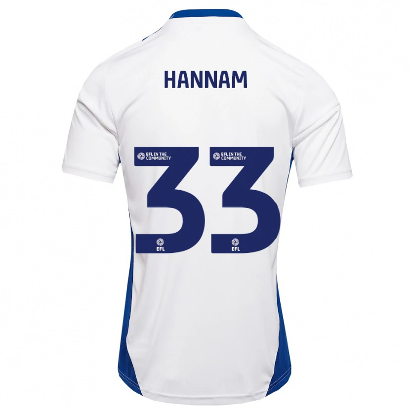 Danxen Kvinder Shawna Hannam #33 Hvid Blå Udebane Spillertrøjer 2025/26 Trøje T-Shirt